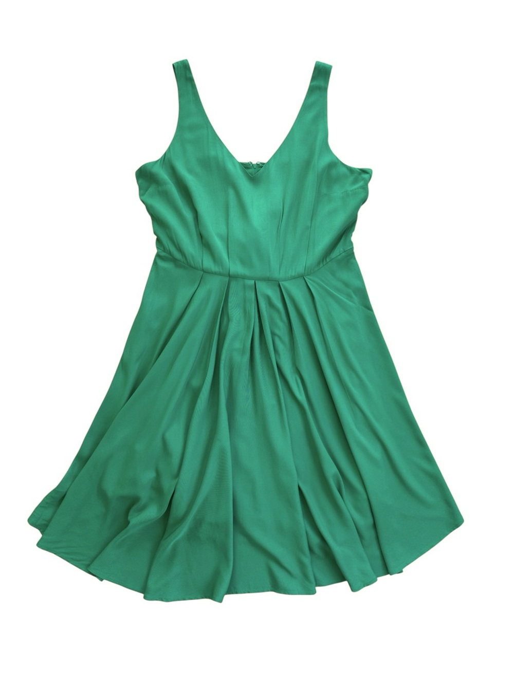 ModCloth Green V Neck Fit and Flare Midi Dress